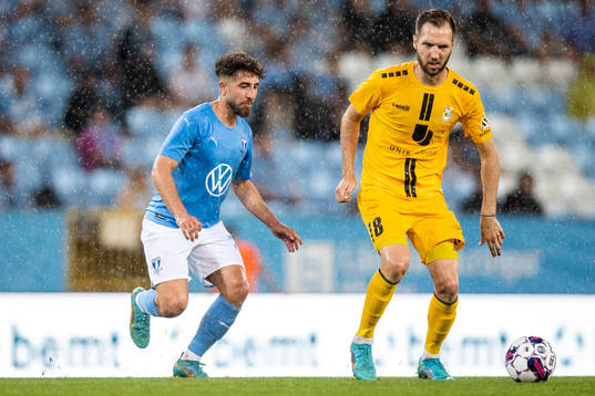 Moustafa Zeidan of Malmö FF and Filip Bojic of Diddeleng
