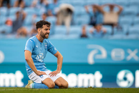 Erdal Rakip of Malmö FF looks dejected