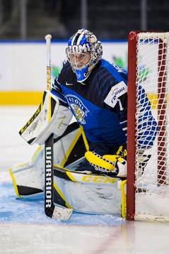 Goaltender Leevi Meriläinen of Finland