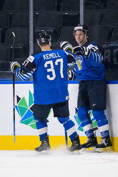 Joakim Kemell and Joel Määttä of Finland celebrate the