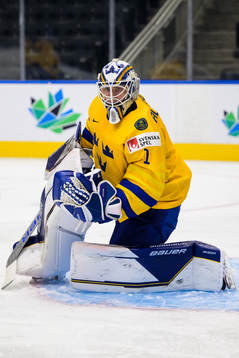 Goaltender Jesper Wallstedt of Sweden