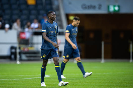 Collins Sichenje and Sotirios Papagiannopoulos of AIK looks