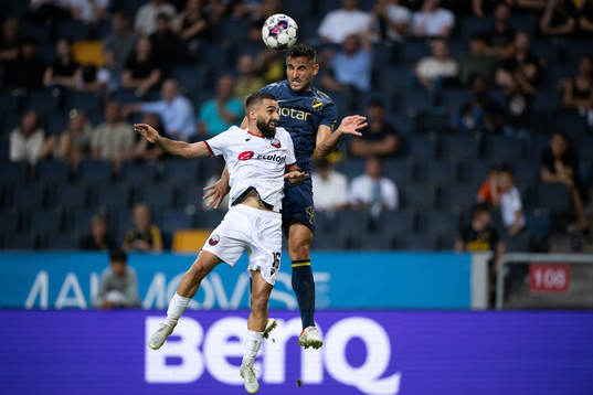 Mevlan Murati of FK Shkendija and Sotirios Papagiannopoulos
