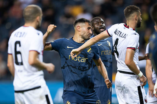 Sotirios Papagiannopoulos of AIK reacts