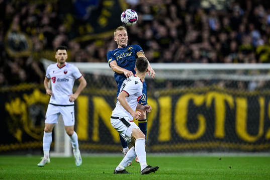 Sebastian Larsson of AIK and Florent Ramadani of FK