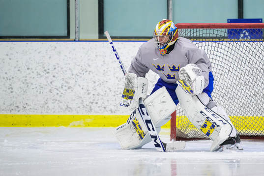 Goaltender Carl Lindbom of the Swedish under-20 national