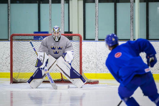 Goaltender Jesper Wallstedt of the Swedish under-20
