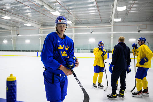Simon Edvinsson of the Swedish under-20 national ice hockey