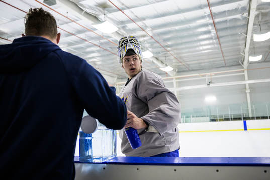 Goaltender Jesper Wallstedt of the Swedish under-20
