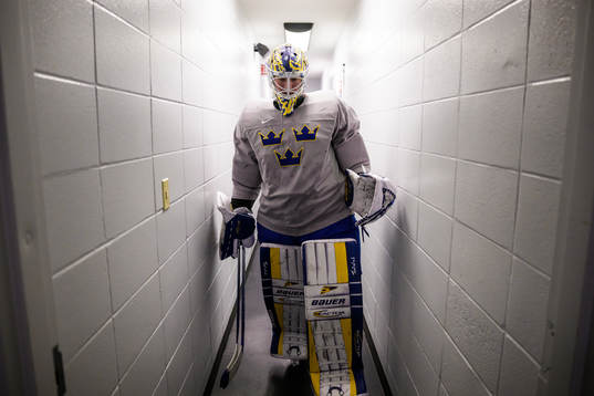 Goaltender Calle Clang of the Swedish under-20 national ice