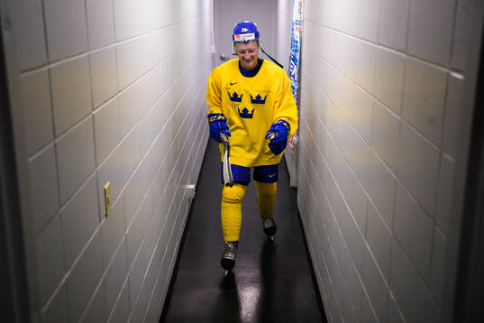 Oskar Magnusson of the Swedish under-20 national ice hockey
