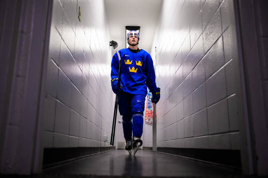 Linus Sjödin of the Swedish under-20 national ice hockey