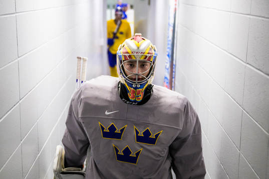 Goaltender Carl Lindbom of the Swedish under-20 national