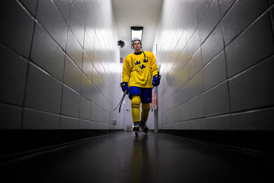 Albert Sjöberg of the Swedish under-20 national ice hockey