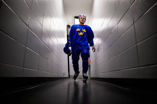 Emil Andrae of the Swedish under-20 national ice hockey team