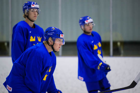 Emil Andrae of the Swedish under-20 national ice hockey team
