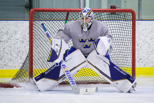 Goaltender Jesper Wallstedt of the Swedish under-20