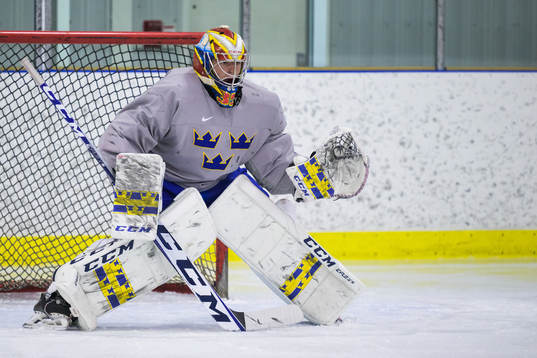 Goaltender Carl Lindbom of the Swedish under-20 national