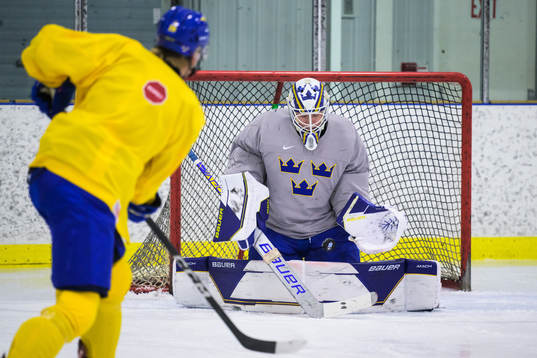 Goaltender Jesper Wallstedt of the Swedish under-20