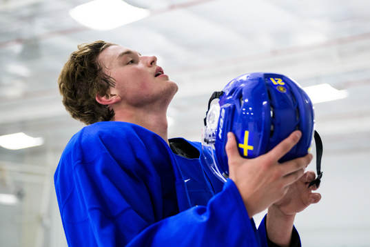 Oskar Olausson of the Swedish under-20 national ice hockey