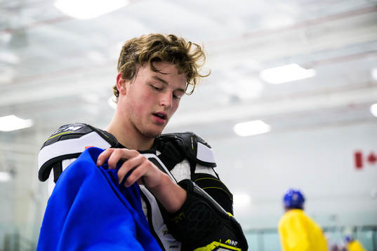 Oskar Olausson of the Swedish under-20 national ice hockey