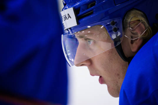 Emil Andrae of the Swedish under-20 national ice hockey team