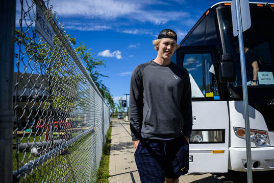Simon Edvinsson of the Swedish under-20 national ice hockey