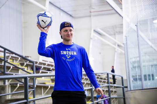 Oskar Magnusson of the Swedish under-20 national ice hockey