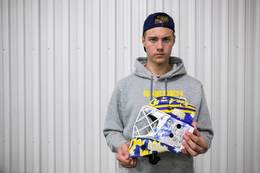 Goaltender Calle Clang of the Swedish under-20 national ice