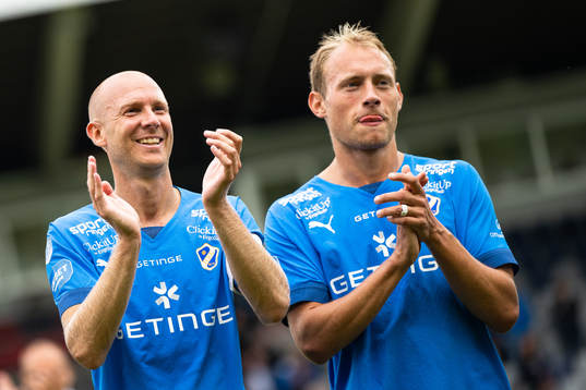 Halmstads Andreas Johansson och Villiam Dahlström jublar