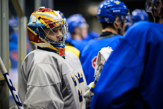 Goaltender Carl Lindbom of the Swedish under-20 national