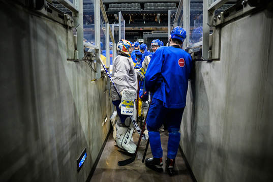 Goaltender Carl Lindbom and William Wallinder of the
