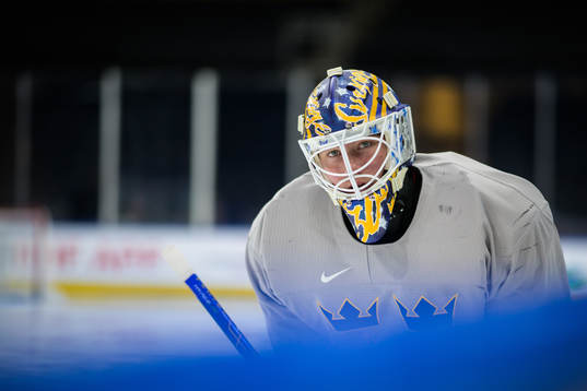 Goaltender Calle Clang of the Swedish under-20 national ice