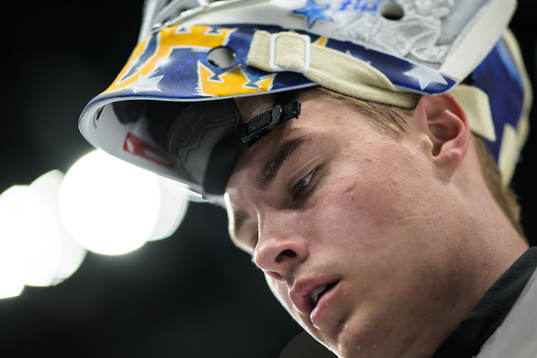 Goaltender Calle Clang of the Swedish under-20 national ice