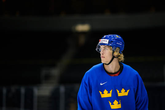 Simon Edvinsson of the Swedish under-20 national ice hockey