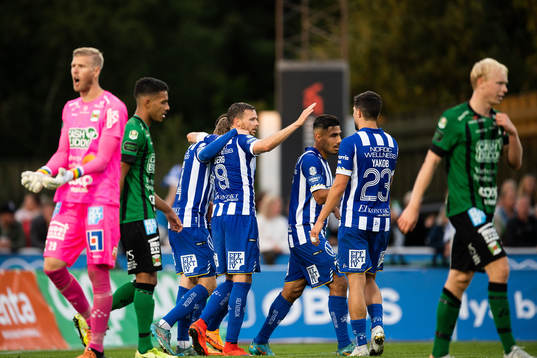 IFK Göteborgs Marcus Berg och Gustaf Norlin jublar