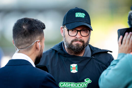 Varbergs tränare Joakim Persson före fotbollsmatchen i