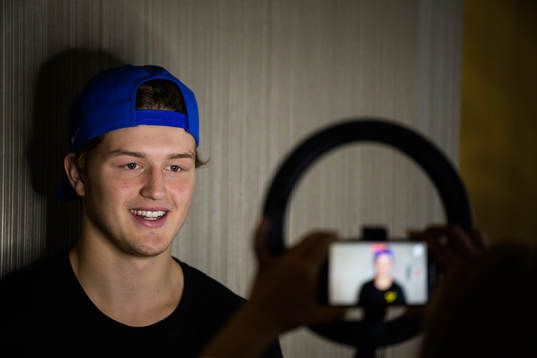 Oskar Olausson of Sweden at a press meet
