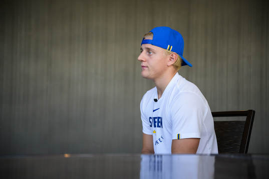 Emil Andrae of Sweden at a press meet