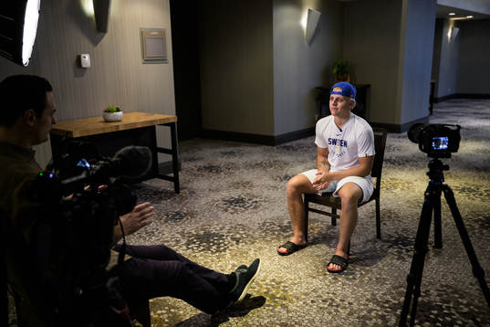 Emil Andrae of Sweden at a press meet