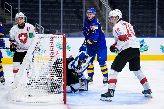 goaltender Noah Patenaude of Switzerland lets in 2-0