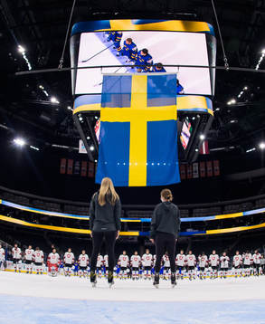The Swedish flag is being raised