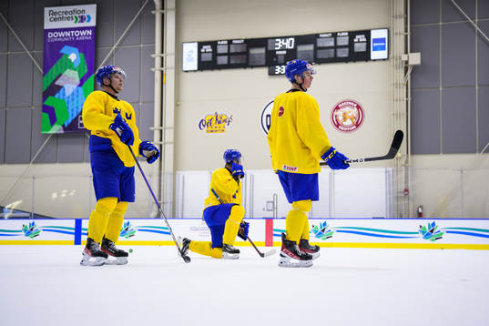 Anton Olsson, Leo Lööf and Ludvig Jansson of Sweden at a