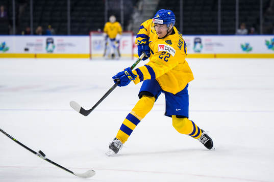 William Wallinder of Sweden shoots the puck