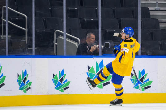 Emil Andrae of Sweden celebrates