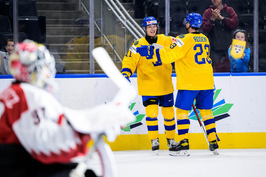Fabian Lysell and Jonas Dobnig of Sweden celebrate