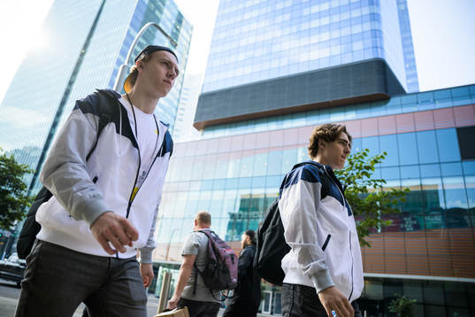 Jonathan Lekkerimäki and Liam Öhgren of Sweden arrive to