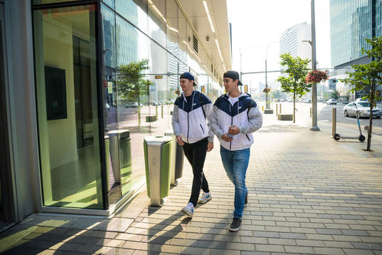 Helge Grans and Daniel Torgersson of Sweden arrive to the