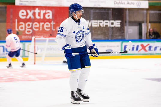 Leksands Patrik Norén innan ishockeymatchen i Strömstad