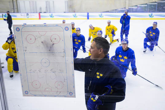Head coach Tomas Montén of Sweden at a practice session